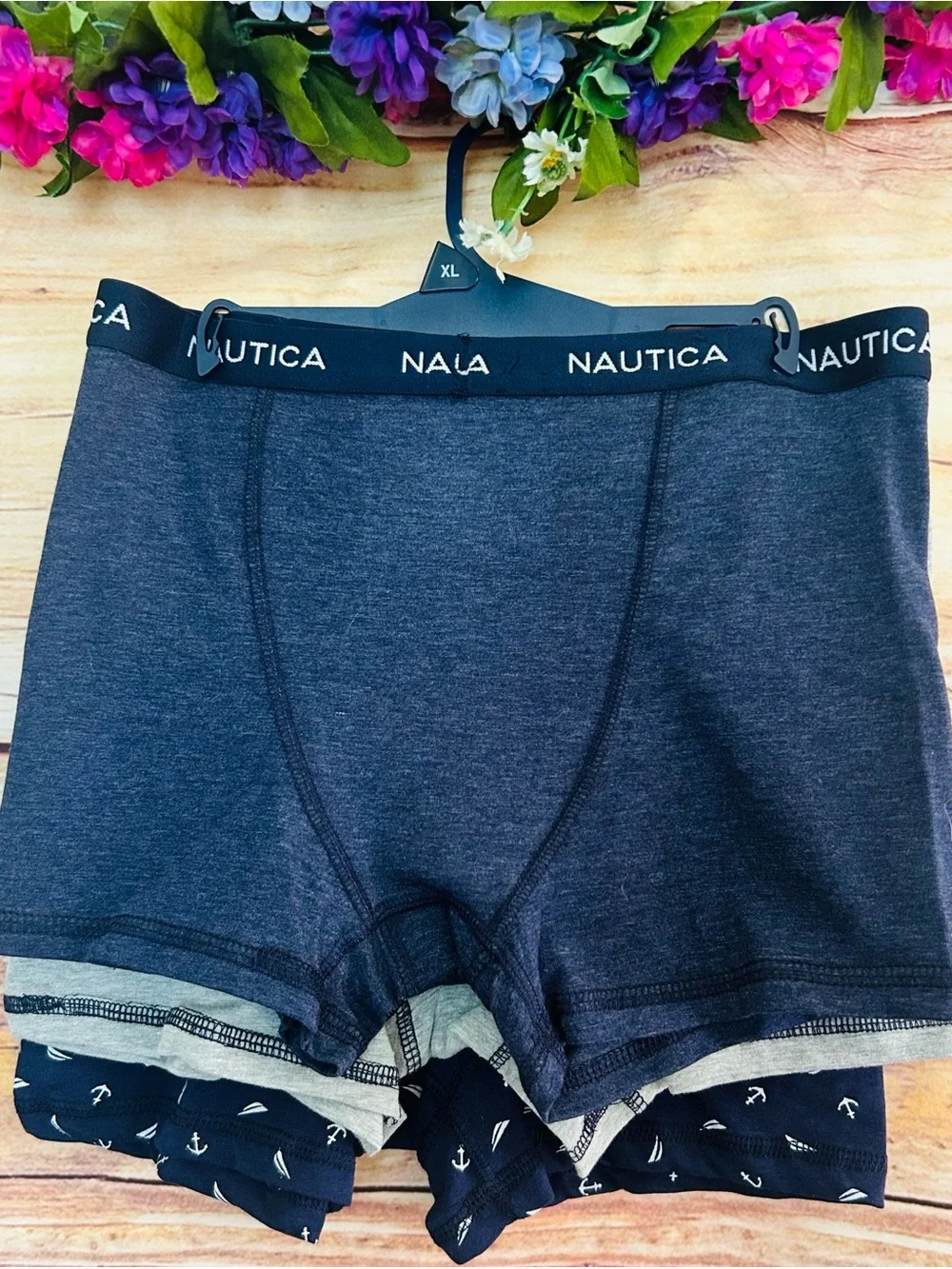 Nautica Boy’s Blue Grey Logo Anchor Print Cotton Boxers Underwear 3 Pack XL NWT
